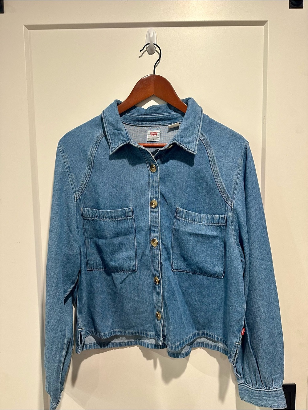 Levi’s Denim Western Button Down Shirt Jacket Shacket Blue Size Large